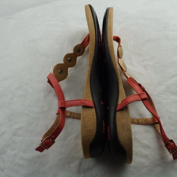 Vionic Coral Red Gold Medallion T-Strap Sandals Orthotic Size‎ 8 - Picture 7 of 11